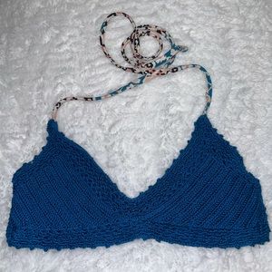 Target Xhilaration Crochet Bikini Top, Blue, Size XS